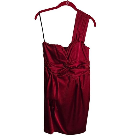 Nanette Lepore Knot So Fast Dress One-Shoulder Ruched Red Dress Size 10 - Picture 2 of 7